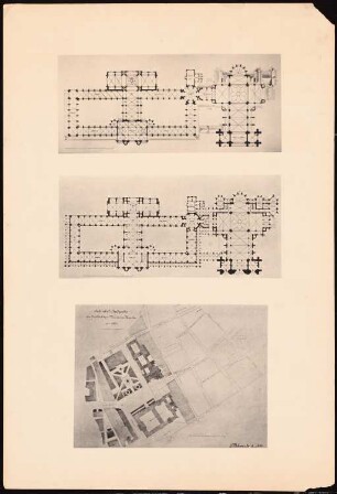 Berliner Dom Schinkelwettbewerb 1884: Lageplan, 2 Grundrisse
