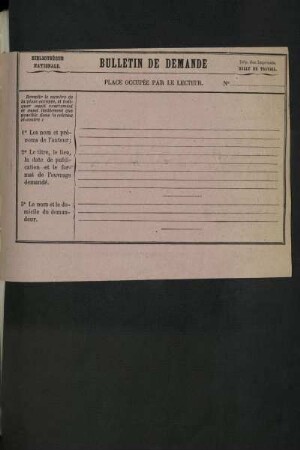Bulletin de demande [Bibliothèque nationale de France]