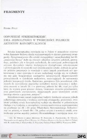 16: Odpowiedź Strzemińskiemu : idea jednolitości w twórczości polskich artystów konceptualnych
