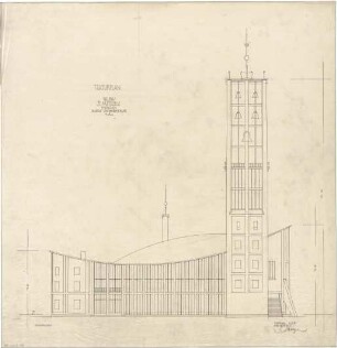 Gsaenger, Gustav; München, Sendlinger Tor Platz; Ev. Kirche St. Matthäus - Neubau, Lindwurmstr. (Ansicht)