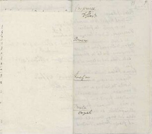 Itinerar von Karoline Luises Italienreise mit Auflistung der besuchten kulturellen Sehenswürdigkeiten von Karoline Luises Hand.
