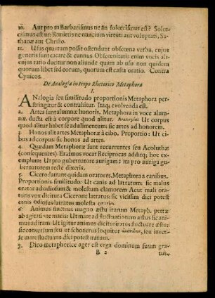 De Analogia in tropo Rhetorico Metaphora