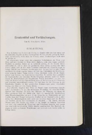 Ersatzmittel und Verfälschungen.