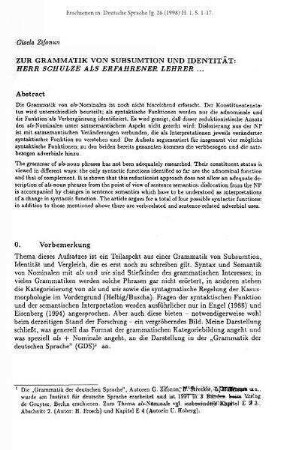 Zur Grammatik von Subsumtion und Identität. Herr Schulze als erfahrener Lehrer…