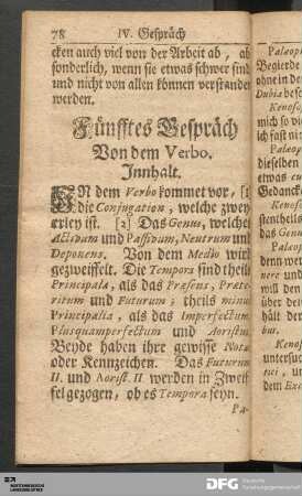 Fünfftes Gespräch Von dem Verbo.