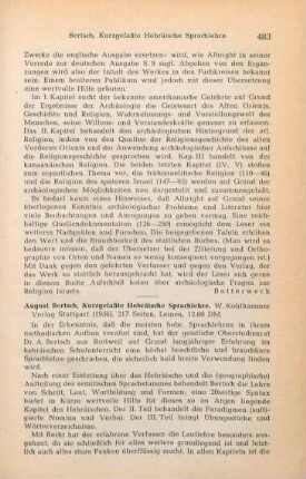 483-485 [Rezension] Bertsch, August, Kurzgefaßte hebräische Sprachlehre