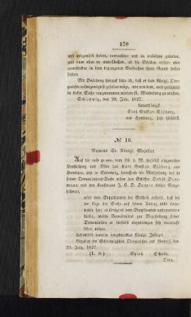 No. 16. Namens Sr. Königl. Majestät.