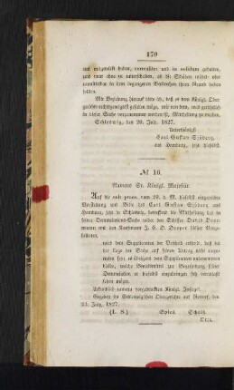 No. 16. Namens Sr. Königl. Majestät.