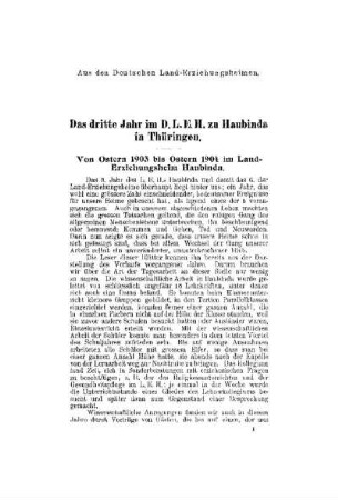 Das dritte Jahr im D.L.E.H. zu Haubinda in Thüringen : von Ostern 1903 bis Ostern 1904 im Land-Erziehungsheim Haubinda
