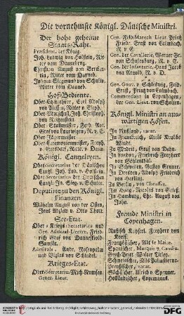 Die vornehmste Königl. Dänische Ministri