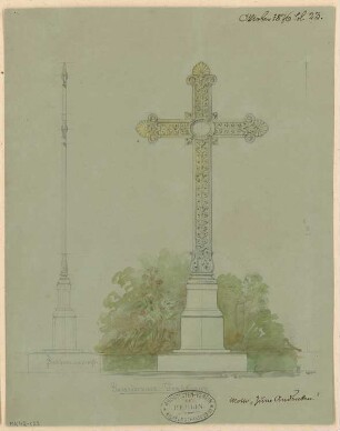Grabkreuz Monatskonkurrenz Oktober 1876: Vorderansicht, Seitenansicht