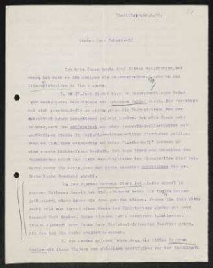 Brief von Konrad Haenisch an Gerhart Hauptmann