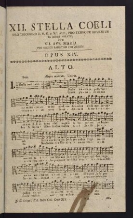 1-12, XII. Stella Coeli. Opus XIV. Alto.