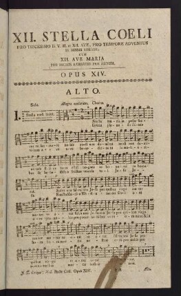 1-12, XII. Stella Coeli. Opus XIV. Alto.