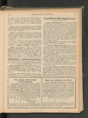 Geschäftliche Mitteilungen