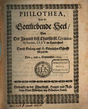 Philothea, das ist Gottliebende Seele : [Periocha]