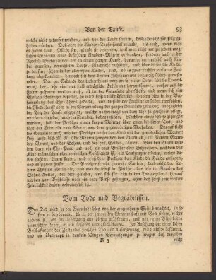 Vom Tode und Begräbnissen