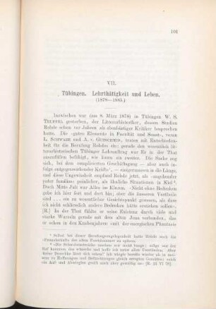 VII. Tübingen. Lehrthätigkeit und Leben. (1878-1885.)
