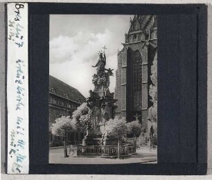 Breslau (Wrocław): Kreuzkirche und Statue des Hl. Nepomuk