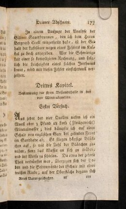 177-205, Drittes Kapitel. Bestimmung der fixen Bestandtheile in den vier Mineralquellen.