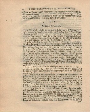 VII. Du cours des monnoyes
