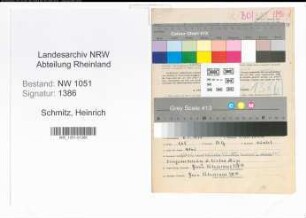Entnazifizierung Heinrich Schmitz , geb. 06.02.1888 (Elektriker)