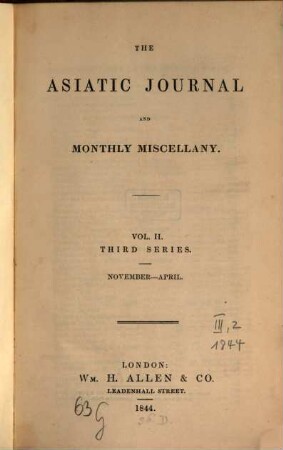 The Asiatic journal and monthly miscellany. 2, 2. 1844