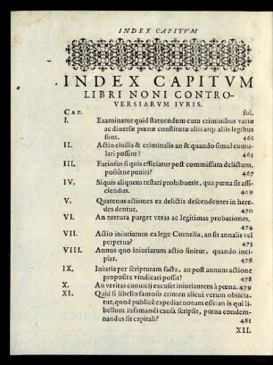 Index Capitum Libri Noni ...