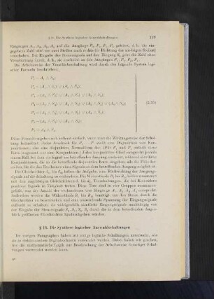 § 16. Die Synthese logischer Auswahlschlatungen