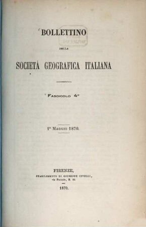 Bollettino della Società Geografica Italiana : BSGI. 4. 1870