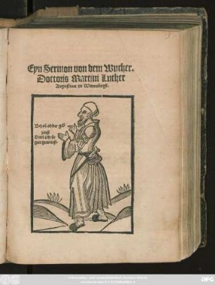 Eyn Sermon von dem Wucher.|| Doctoris Martini Luther || Augustiner zu Wittenbergk.||
