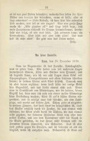 An seine Familie. Rom, den 28. December 1830