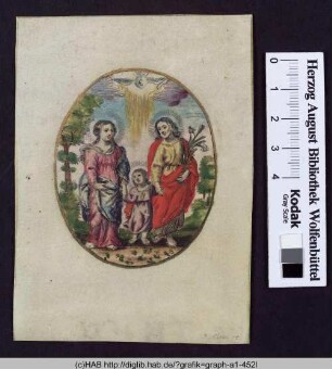 Maria und Joseph mit Kind und Taube.