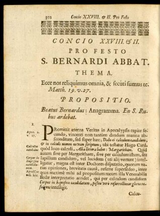 Concio XXVIII & II. Pro Festo S. Bernardi Abbat.