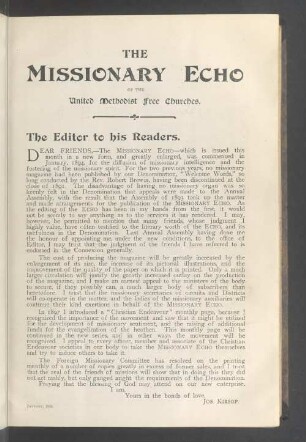 The editor to his readers