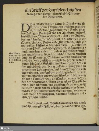 brieff des durchlechtigsten Königs von Portugal