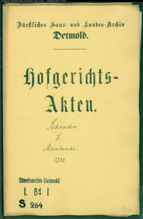 Schrader, Joh. Henr. Christian, cand theol. zu Herford gegen Bartold Manhenke zu Dehlentrup - Schuldforderung