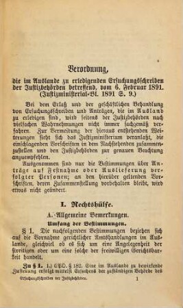 Verordnung vom 6. Februar 1891, die im Auslande zu erledigenden Ersuchungsschreiben der Justizbehörden betreffend