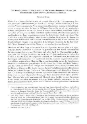 Die Königin 'Sibille' der Elisabeth von Nassau-Saarbrücken und das Problem des Bösen im postarthurischen Roman