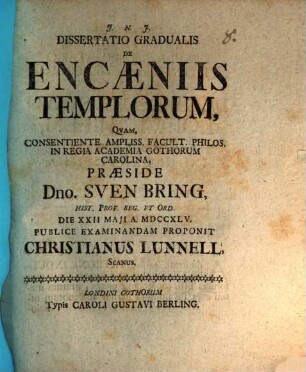 Diss. grad. de encaeniis templorum