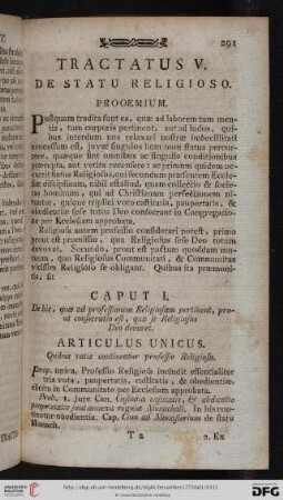 Tractatus V. De statu religioso