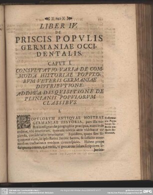 Liber IV. De Priscis Populis Germaniae Occidentalis