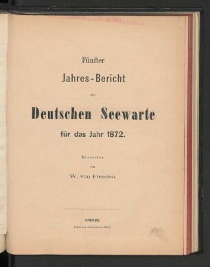 5.1872: Jahresbericht der Deutschen Seewarte