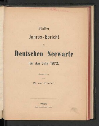 5.1872: Jahresbericht der Deutschen Seewarte