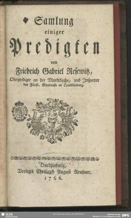 Samlung[!] einiger Predigten