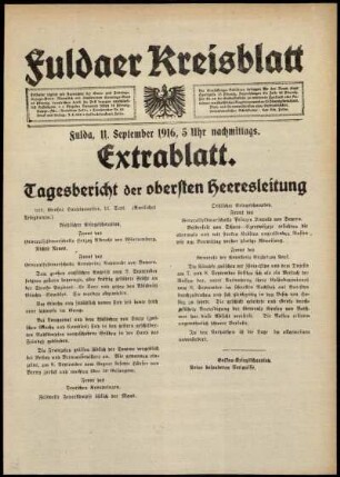 Ausgabe vom Montag, den 11. September 1916.