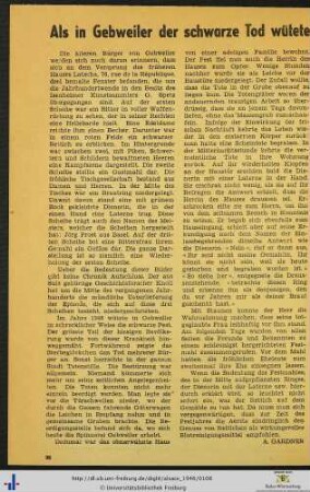 Als in Gebweiler der schwarze Tod wütete.