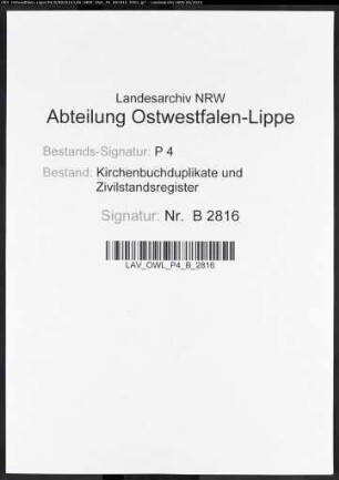Heiratsbelege zum Zivilstandsregister von Hohenlimburg (H 1810)