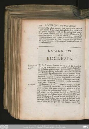 Locus XVI. De Ecclesia.