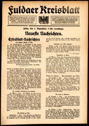 Ausgabe vom Samstag, den 05. September 1914.
